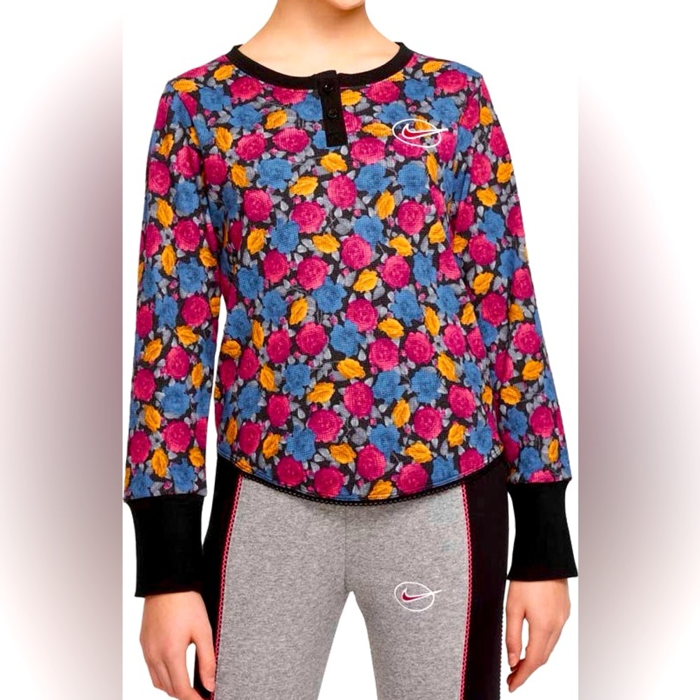 Kids' Floral Henley Top